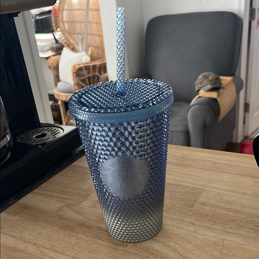 Blue Starbucks Coffee Tumbler with Perforated Design